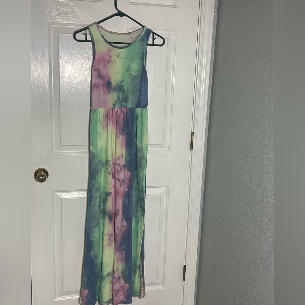 XS women’s tie dye maxi sleeveless dress- unbranded, soft, with pockets